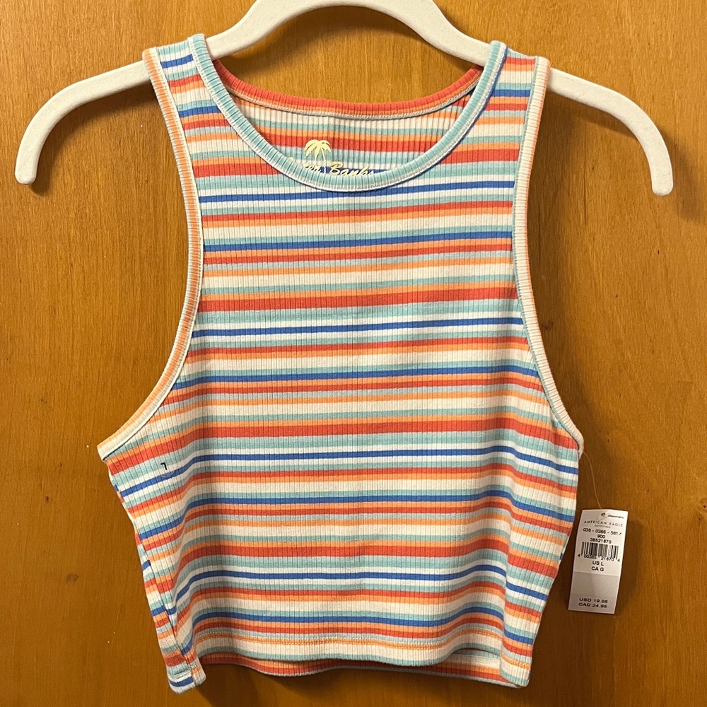 American Eagle Multicolor Striped Cropped Tank NWT